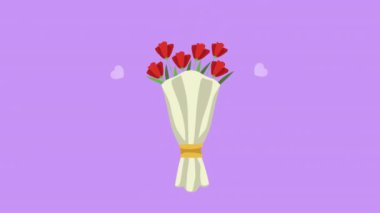 Çiçek buketi romantik hediye animasyonu, 4k video animasyonu