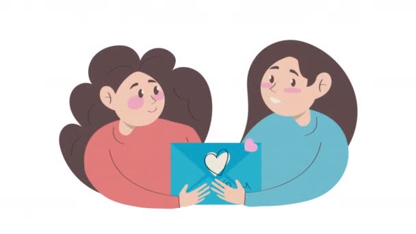 Femmes Avec Lettre Amour Animation Vidéo Animée — Video
