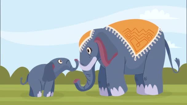 Mor Elefant Baby Animation Video Animeret – Stock-video