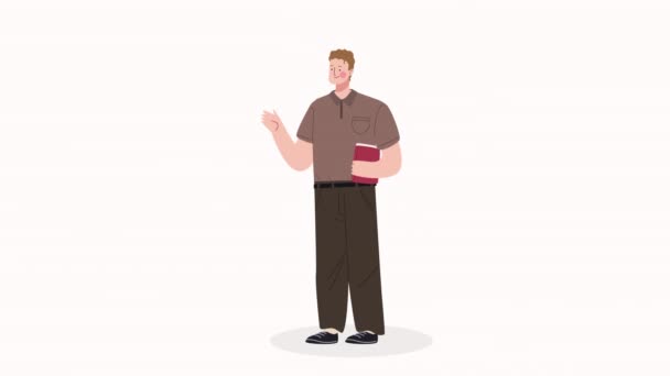 Masculino Professor Sala Aula Animação Vídeo Animado — Vídeo de Stock