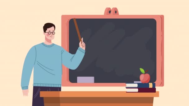 Professor Sala Aula Animação Vídeo Animado — Vídeo de Stock
