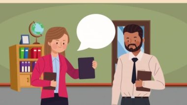 elegant business couple characters animation ,4k video animated