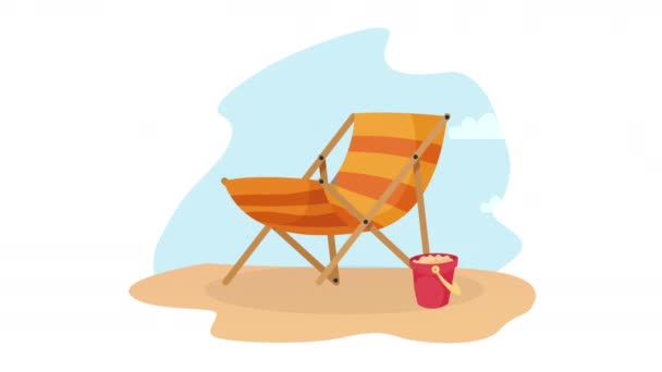 Beach Chair Summer Season Animation Video Animated — Stock Video