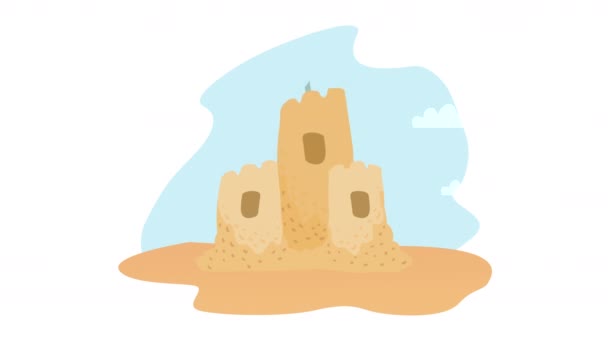 砂の城夏休みアニメーション4Kビデオアニメーション — ストック動画