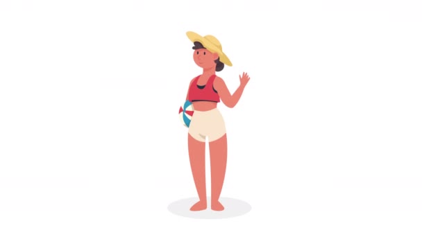 Turista Chica Usando Sombrero Animación Video Animado — Vídeos de Stock