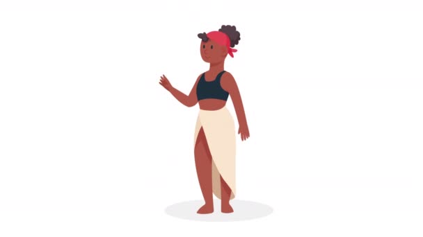 Mayo Giymiş Afro Turist Kadın Video Animasyon — Stok video