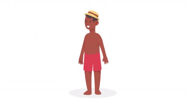 带帽子动画的非洲游客 4K视频动画 — 图库视频影像