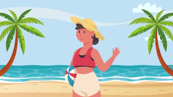 穿着帽子动画的旅游女孩 4K视频动画 — 图库视频影像