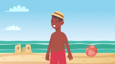 Şapka animasyonlu afro turist, 4k video animasyonu