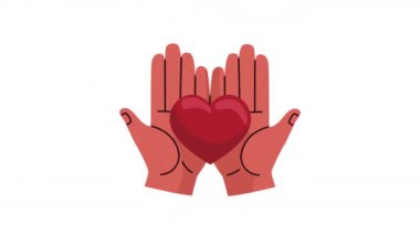 Kalp sevgisini koruyan eller animasyon 4k video animasyonu