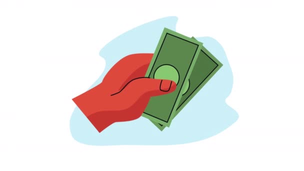 Hand Money Dollars Animation Video Animated — Stock Video