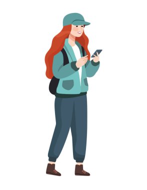 Mobil aygıt simgesine sahip genç kadın izole edildi