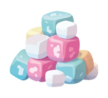 Çok renkli çizgi film tatlı marshmallow ikonu izole
