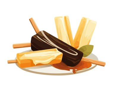 Tatlı tatlı beyaz çikolata ikonu izole