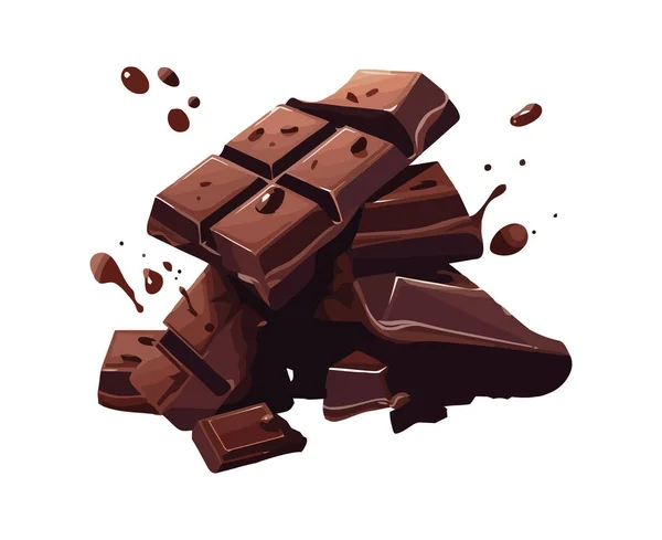 Tatlı Yemek Ikonu Izole Edilmiş Çikolata Parçalarına Ayrılmış — Stok Vektör