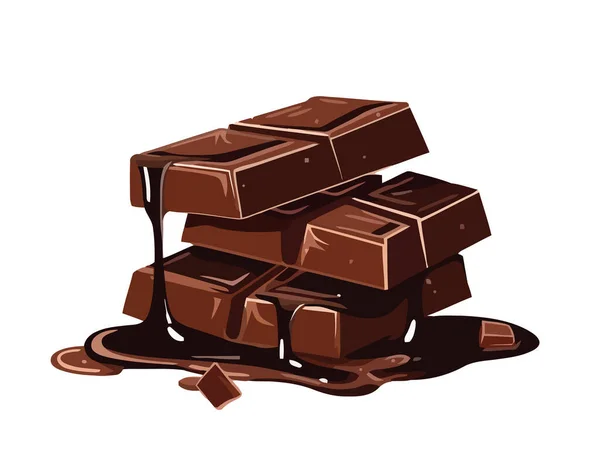 Dunkle Schokolade Stapelt Gourmet Genuss Ikone Isoliert — Stockvektor