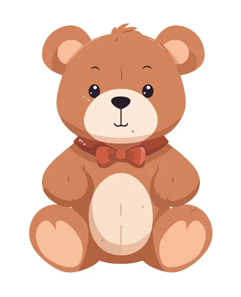 Сидячий Плюшевий Ведмідь Милий Грайливий Іграшковий Значок Ізольований — стоковий вектор