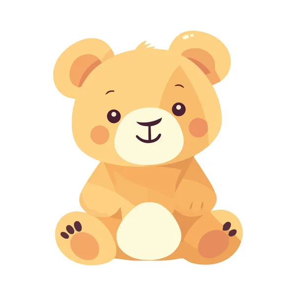 Malý Veselý Medvídek Sedí Bílém Pozadí — Stockový vektor