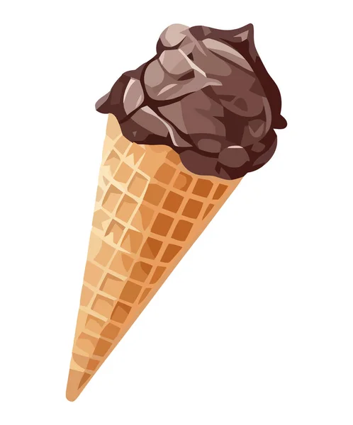 带有巧克力图标的甜甜的冰淇淋蛋卷 — 图库矢量图片