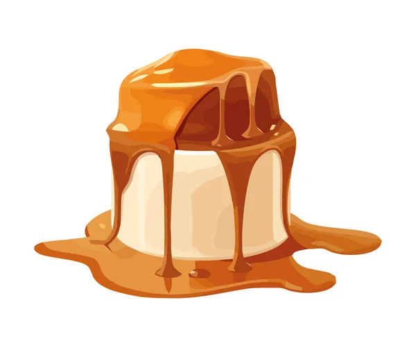 Cupcake Chocolat Doux Avec Icône Glaçage Vanille Isolé — Image vectorielle