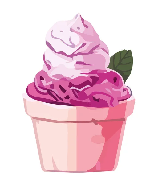 Fresh Ice Cream Cup Icon Isolated — Stock Vector