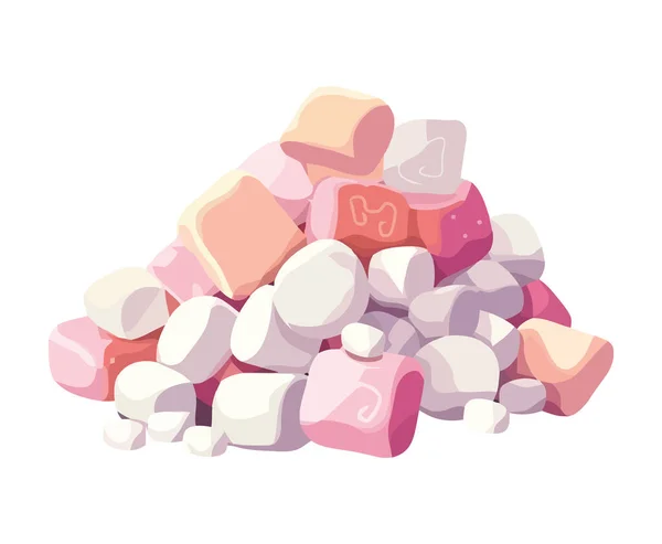 stock vector Sweet cartoon pile of sweet marshmallows icon isolated