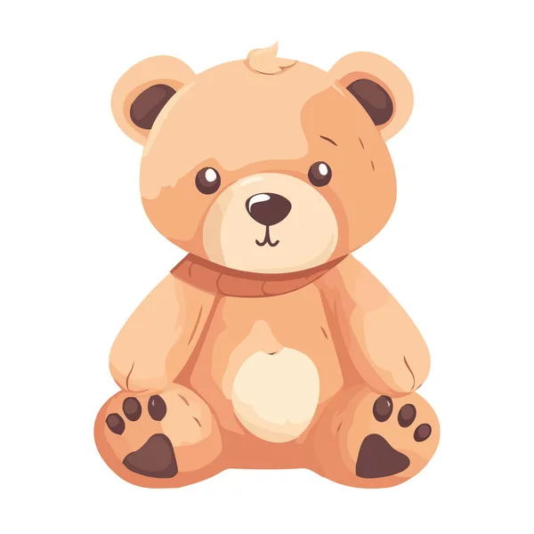 Niedlichen Teddybär Spielzeug Sitzen Symbol Isoliert — Stockvektor