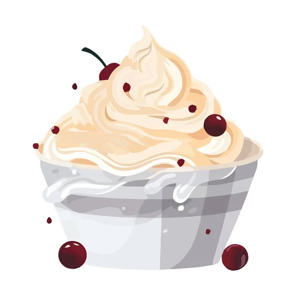 Gâteau Sucré Couvert Crème Fouettée Fruits — Image vectorielle