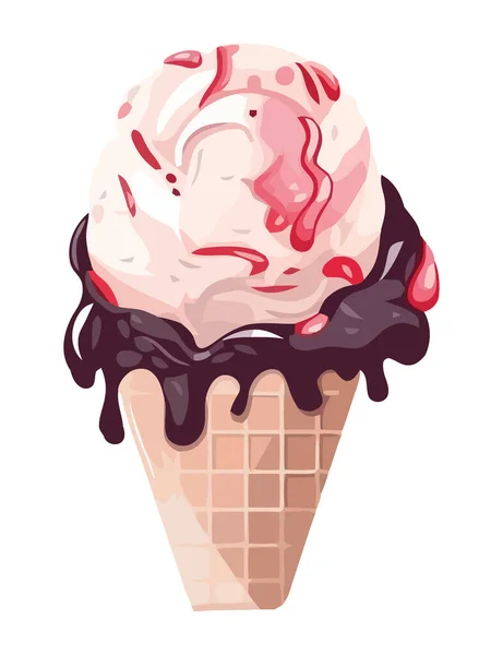 Sweet Creamy Icon Ice Cream Cone Isolated — Stock Vector