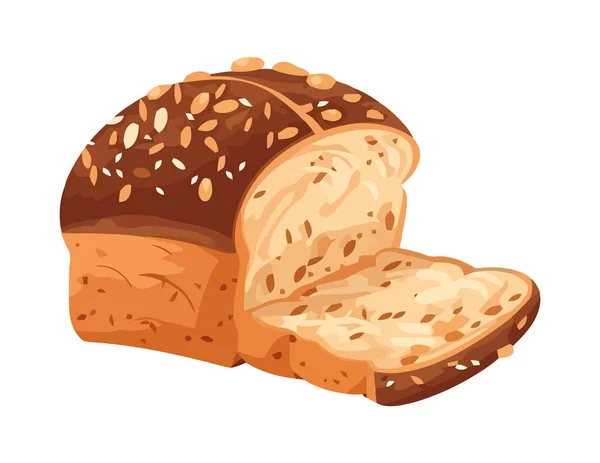 Frisch Gebackenes Brot Essen Ikone Isoliert — Stockvektor