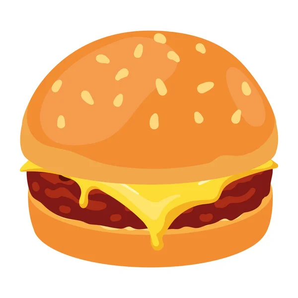 Ízletes Burger Gyorsétterem Elszigetelt — Stock Vector