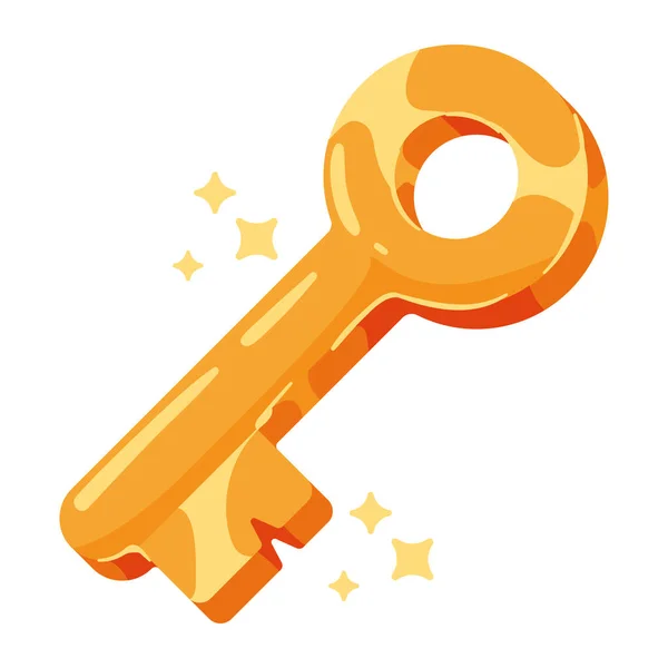 Golden Key Videospiel Symbol — Stockvektor