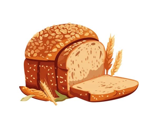 Baked Gourmet Bread Symbolizes Healthy Eating Icon Isolated — Stock Vector