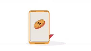 Akıllı telefon animasyonunda para dolar 4k video animasyonu