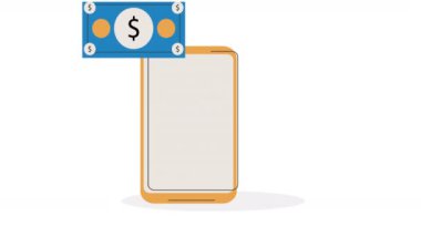 Fatura parası dolar akıllı telefon animasyonu 4k video animasyonu