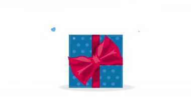 mavi hediye kutusu sunar animasyon 4k video animasyonu