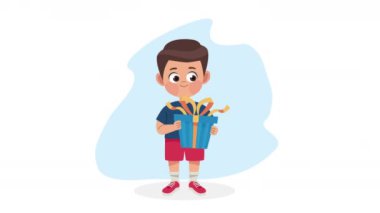 Yetenekli küçük çocuk karakter animasyonu 4k video animasyonu