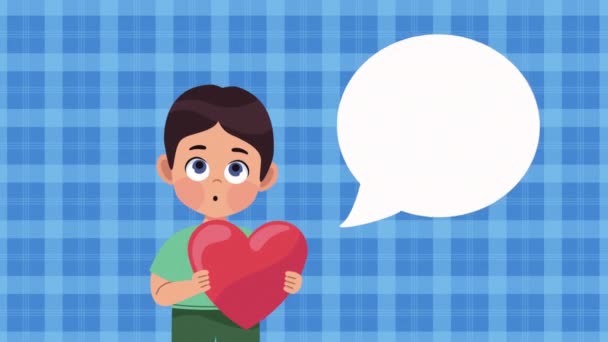 Niño Pequeño Con Animación Del Corazón Video Animado — Vídeo de stock