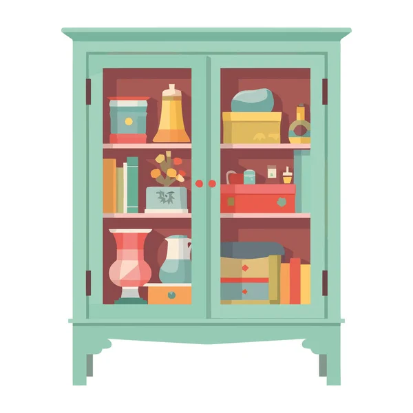 緑のキッチン棚家具のアイコン — ストックベクタ