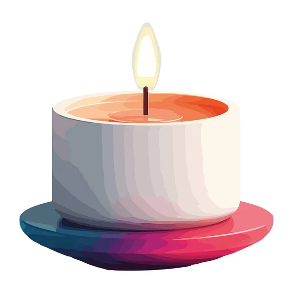 Burning Candle Symbolizes Love Spirituality Isolated — Stock Vector