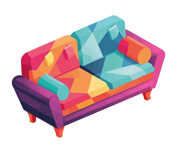 Canapé Confortable Moderne Oreiller Isolé — Image vectorielle