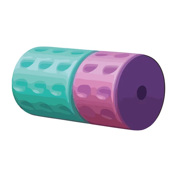 Purple Green Gym Mat Roll Icon — Stock Vector