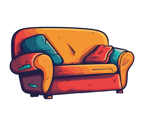 Bequemer Sessel Mit Blauem Kissen Symbol — Stockvektor