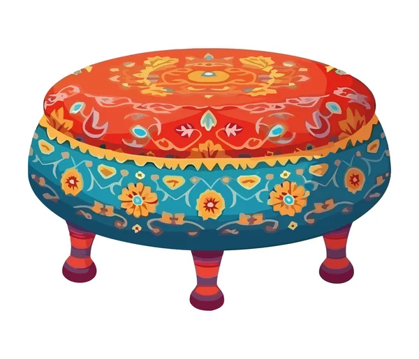 Indian Style Pouf Chair Isolated Icon — 스톡 벡터