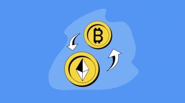 Bitcoin ve ethereum kripto para birimi animasyon 4k video animasyonu