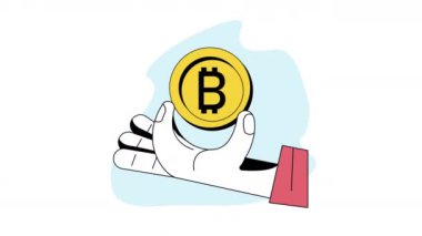 el kaldırma bitcoin yatırım animasyonu 4k video animasyonu