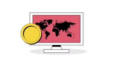 Masaüstü yatırım animasyonu 4k video animasyonunda bitcoin