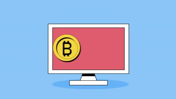 Bitcoin Desktopové Investiční Animace Video Animované — Stock video