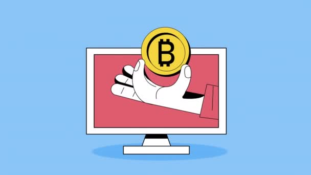 Bitcoin Desktop Investment Animation Video Animated — Stock Video