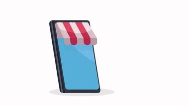 ekommerce teknolojili akıllı telefon animasyon 4k video animasyonu